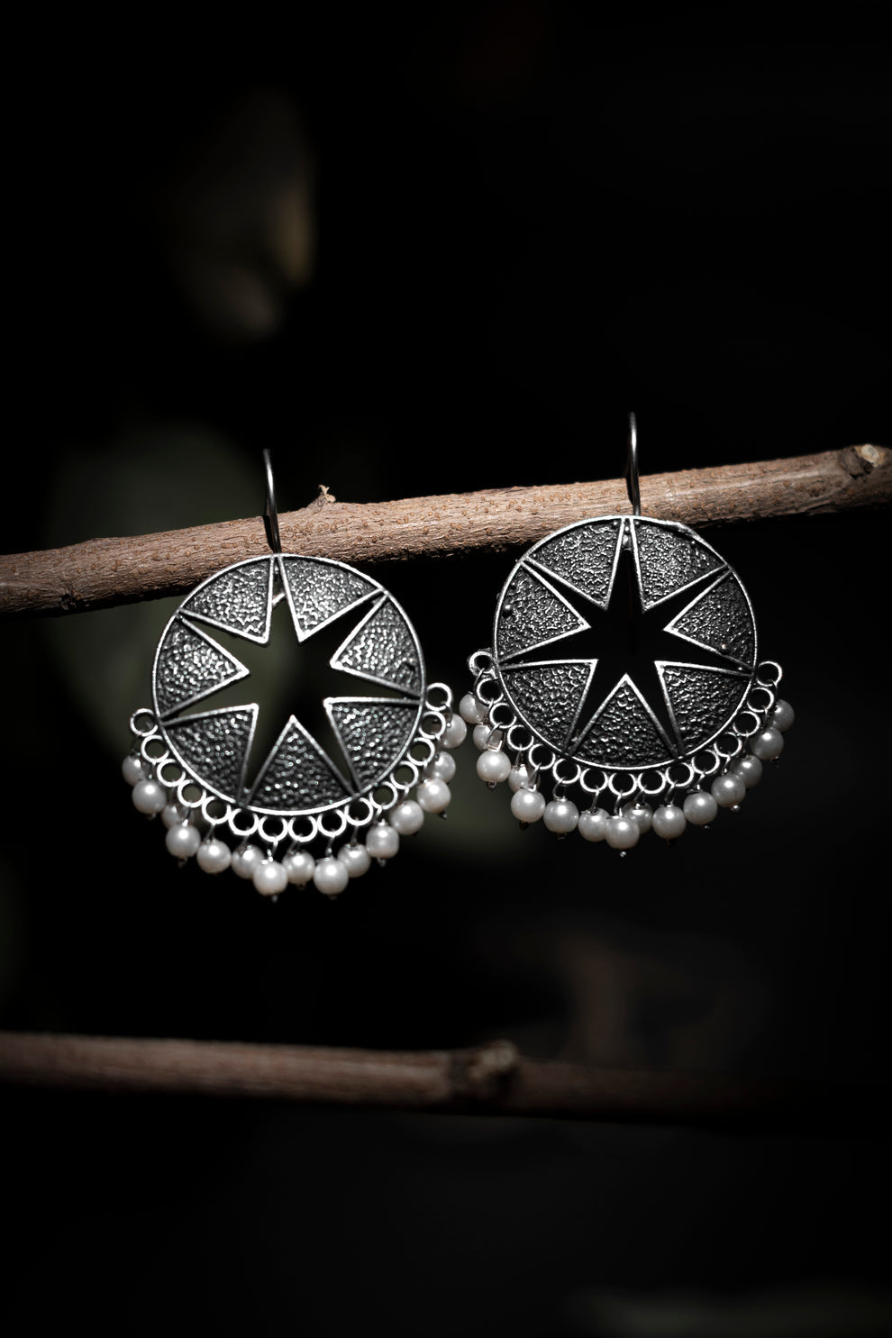 White Pearl Star Earrings - Bloom - By Sushmita