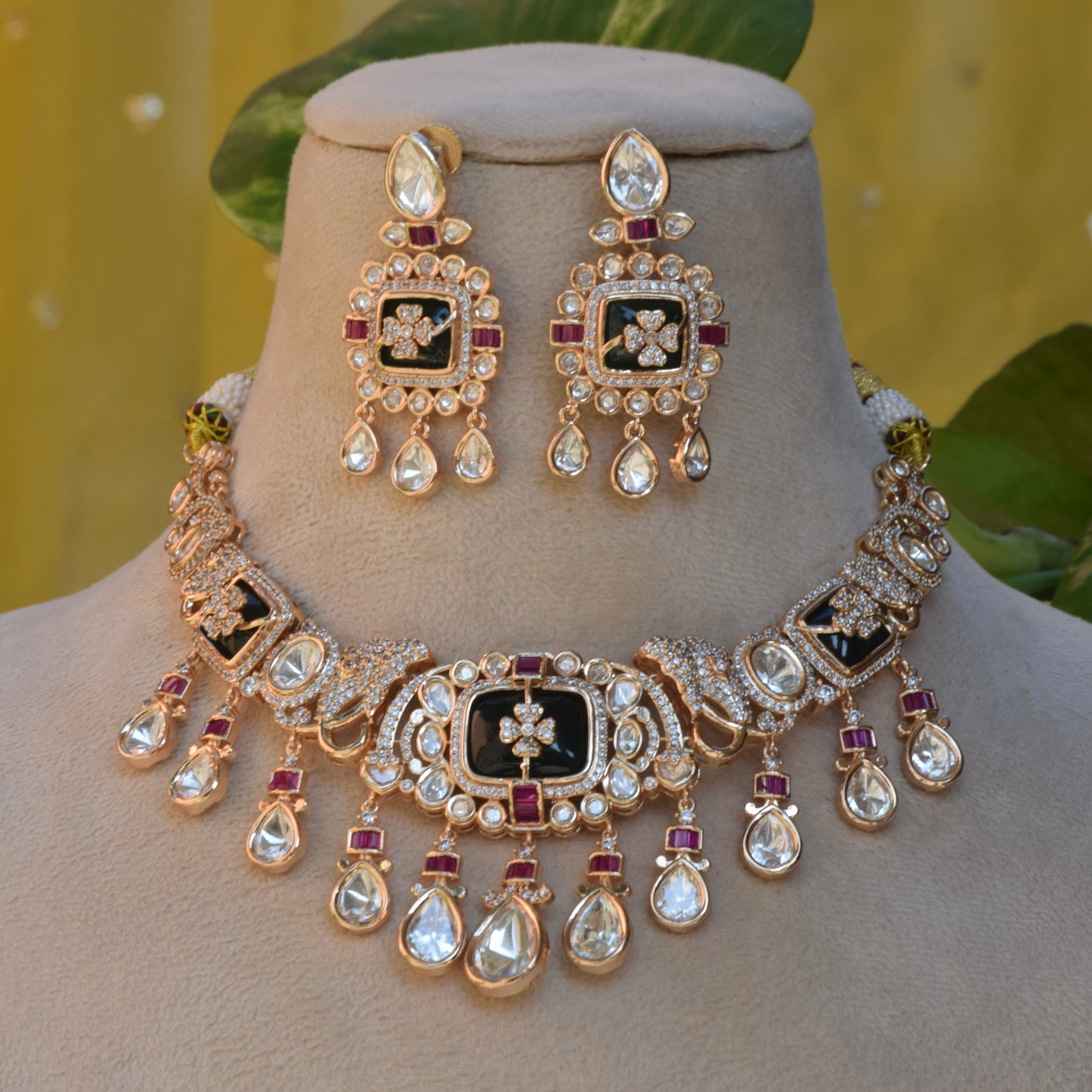meraaki - heritage 18k gold plated kundan necklace set