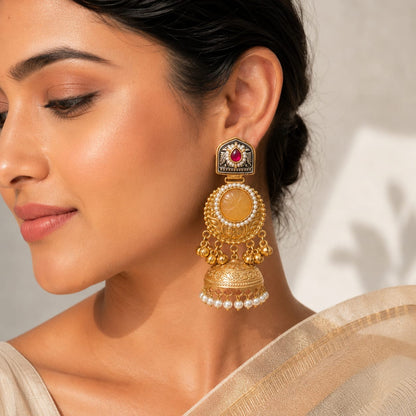 Tanya | gold plated Jhumka Earrings