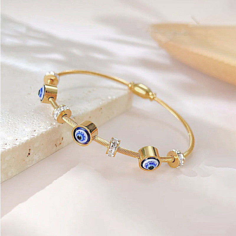 Evil Eye Cuff golden bracelet with Magnetic Closure
