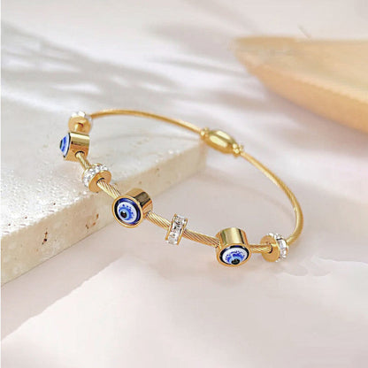 Evil Eye Cuff golden bracelet with Magnetic Closure