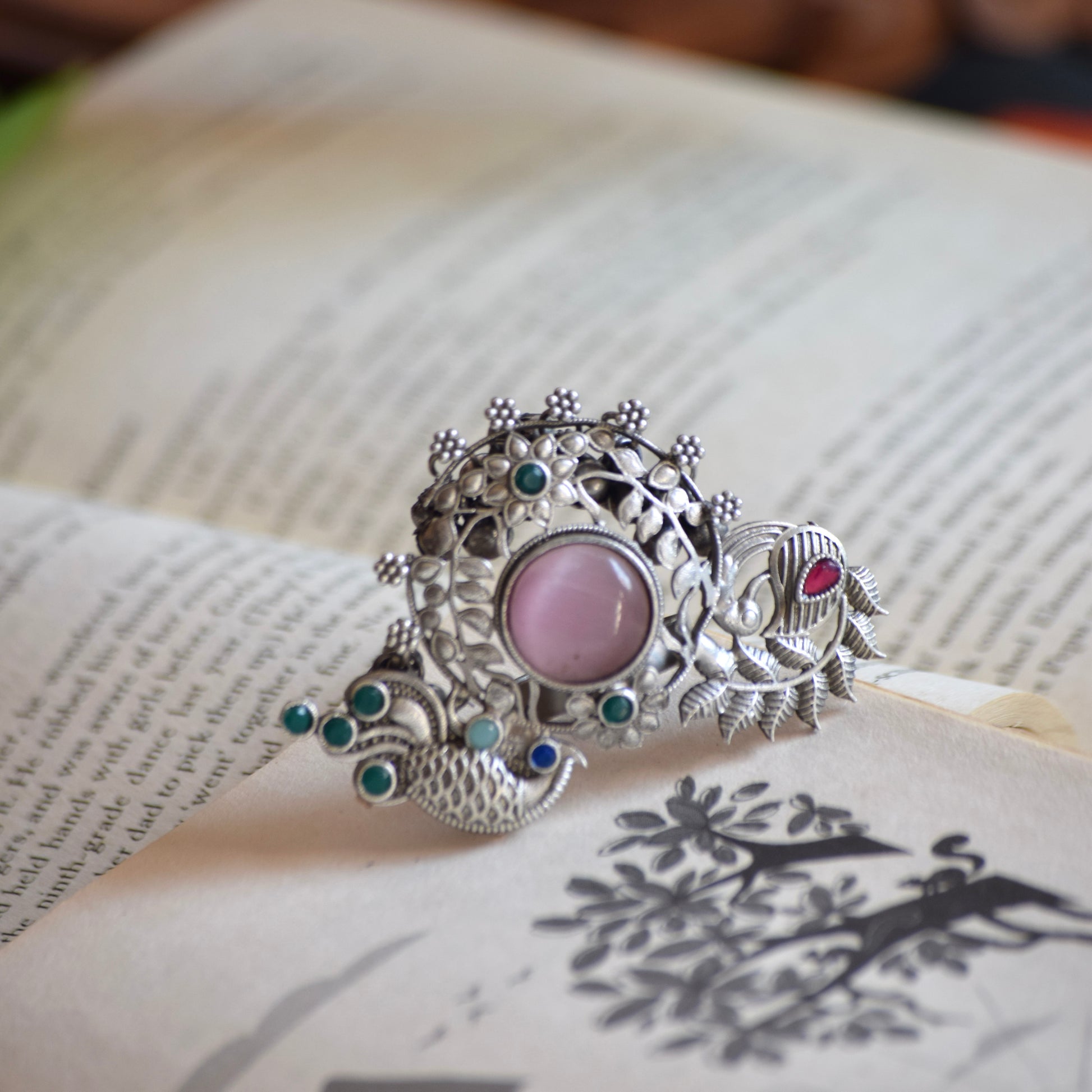 Fusion Ring Default Title oxidised German silver Rings ethnic statement jewellery for saree kurta lehengas outfits by Bloom - By Sushmita India