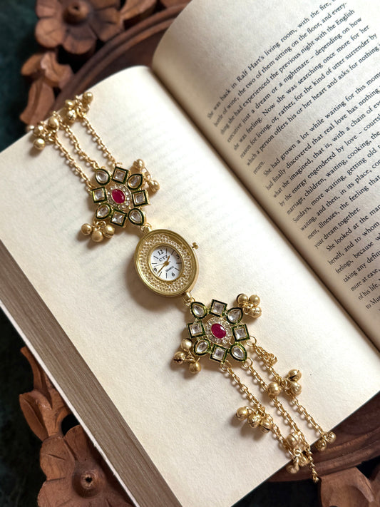 Kundan designed Watch | hand Jewelry
