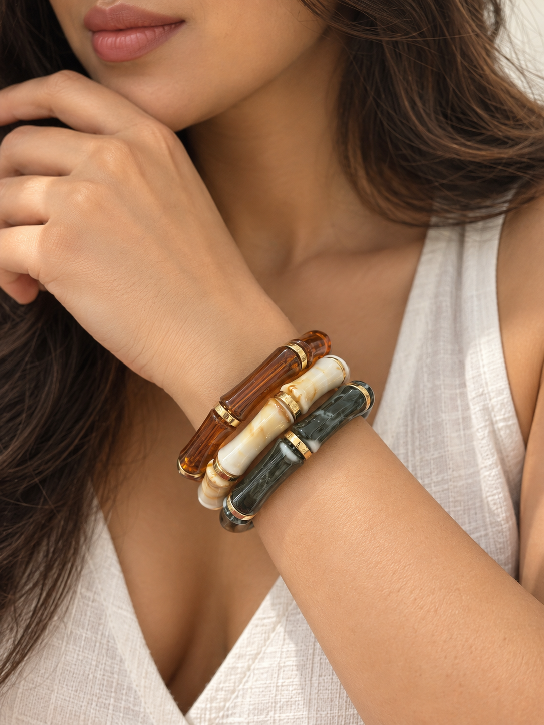 Retro Acrylic Resin Stack Bracelet