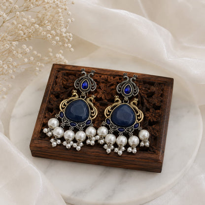 Monalisa stone Statement light-weighted  Silver Earrings