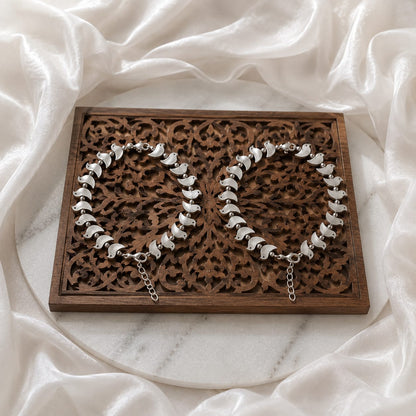 Silver Bird Anklets | German Silver Oxidised Bird Design Payal | Bloom By Sushmita