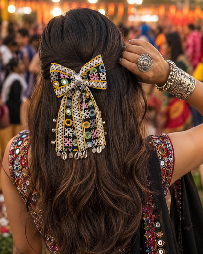 Navratri Bow Hair Clips | Festive Garba Hair Accessories