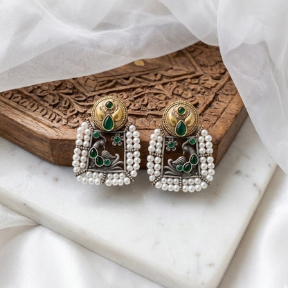 Monalisa stone Statement light-weighted  Silver Earrings