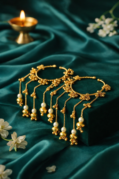Gold Plated Kashmiri dulhan  kaleera Ghungroo Bangles Kada | Openable