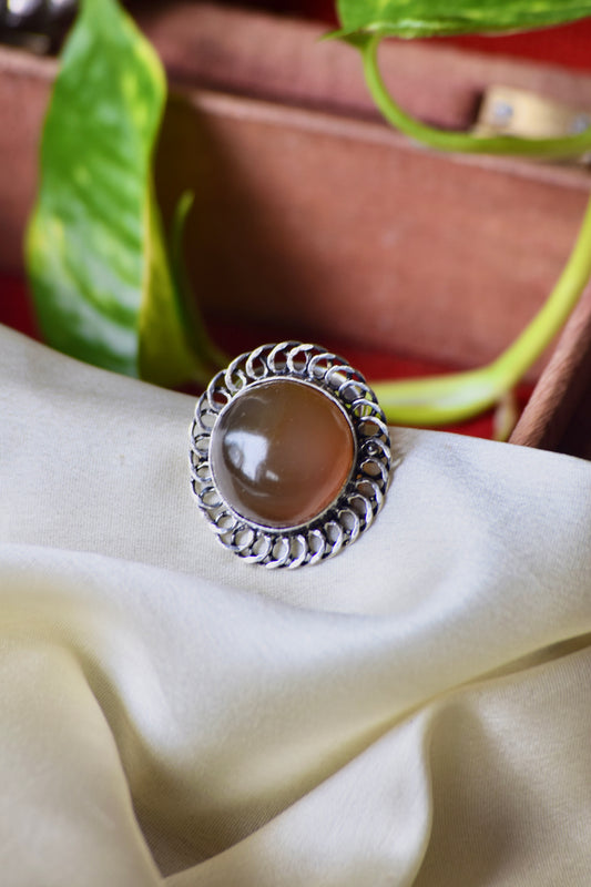 Natural Stone Adjustable Ring - Bloom - By Sushmita