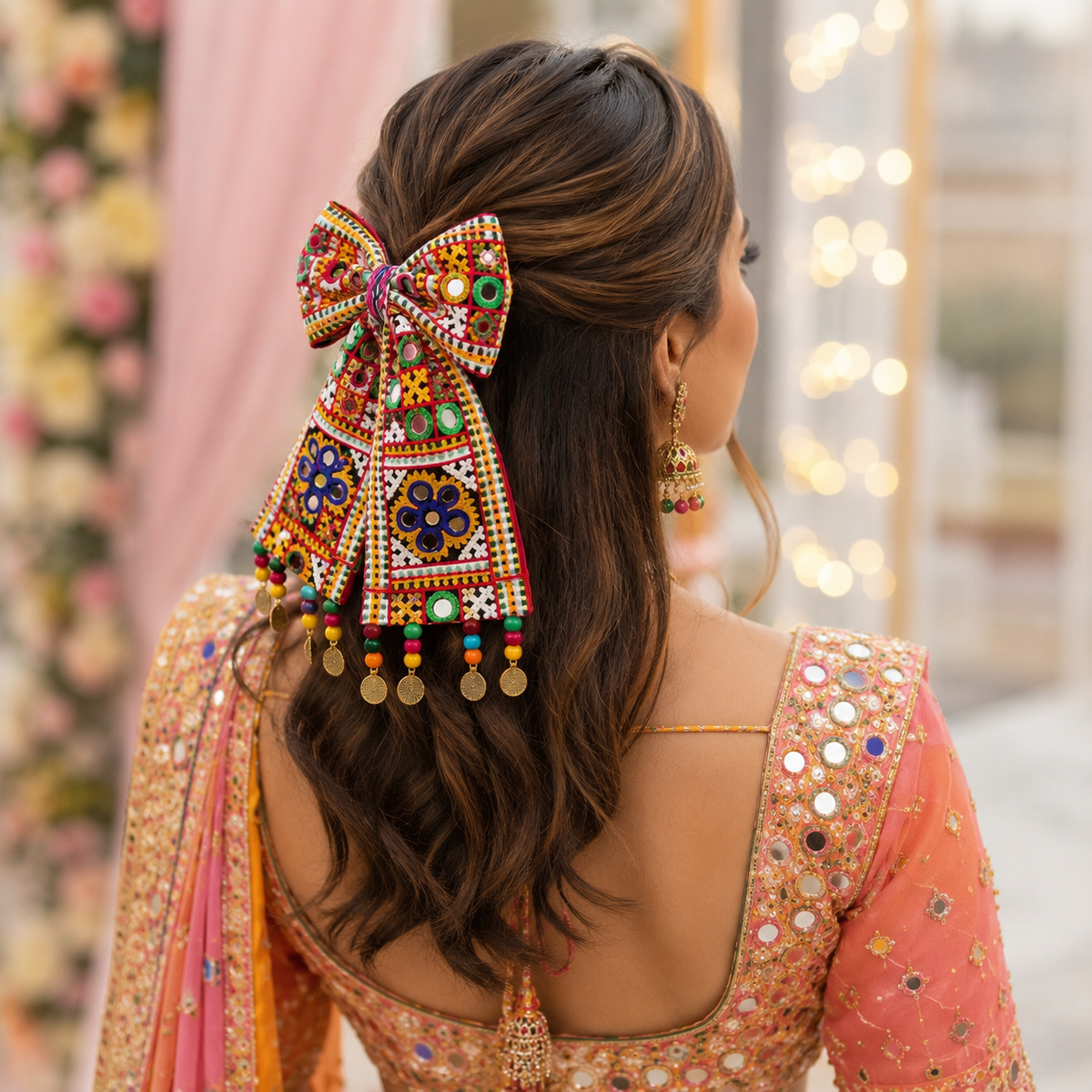 Navratri Bow Hair Clips | Festive Garba Hair Accessories