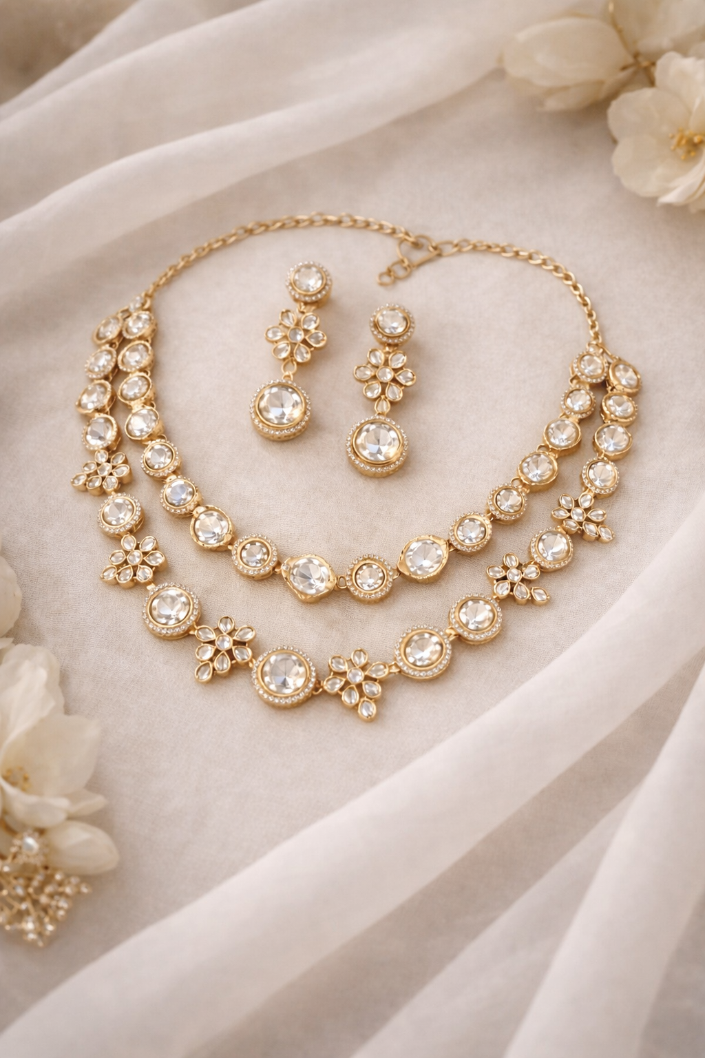 Dhora - heritage 18k gold plated kundan necklace set oxidised German silver Jewelry saree kurta Bloom - By Sushmita India Navratri Diwali Ganpati holi Eid