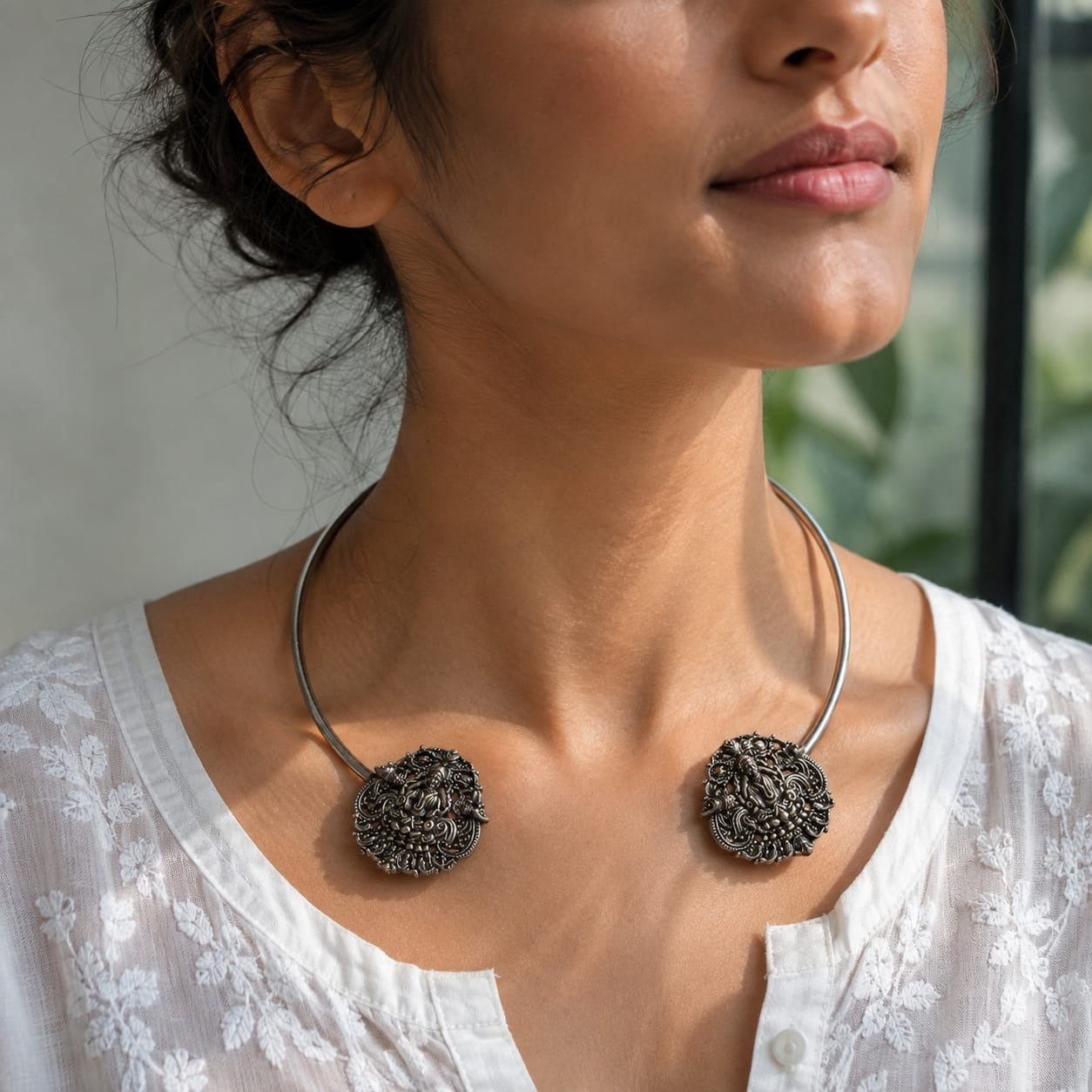 Meher statement Hasli collar Necklace with Earrings