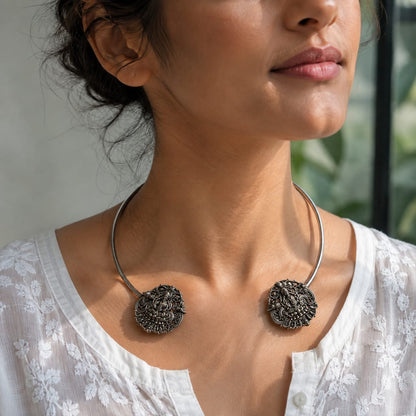 Meher statement Hasli collar Necklace with Earrings