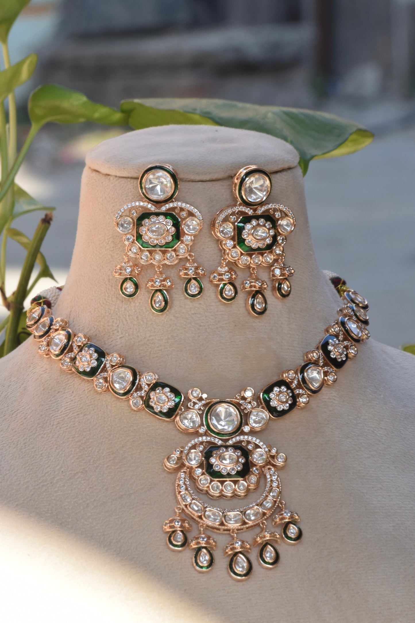 Devyani - heritage 18k gold plated kundan necklace set