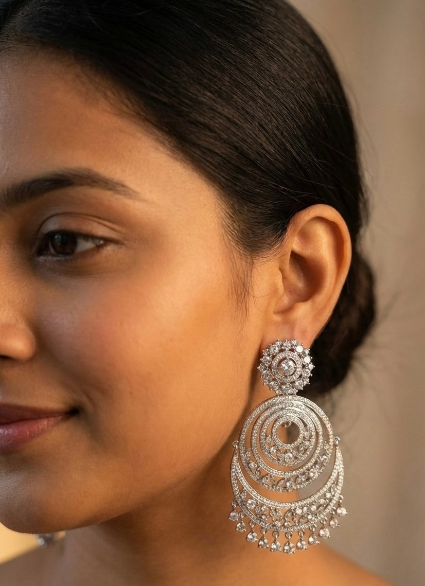 American Diamond chaandBaaliyan earrings