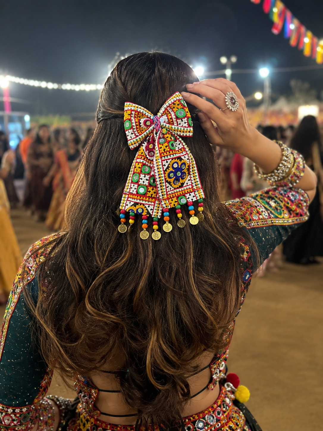 Navratri Bow Hair Clips | Festive Garba Hair Accessories