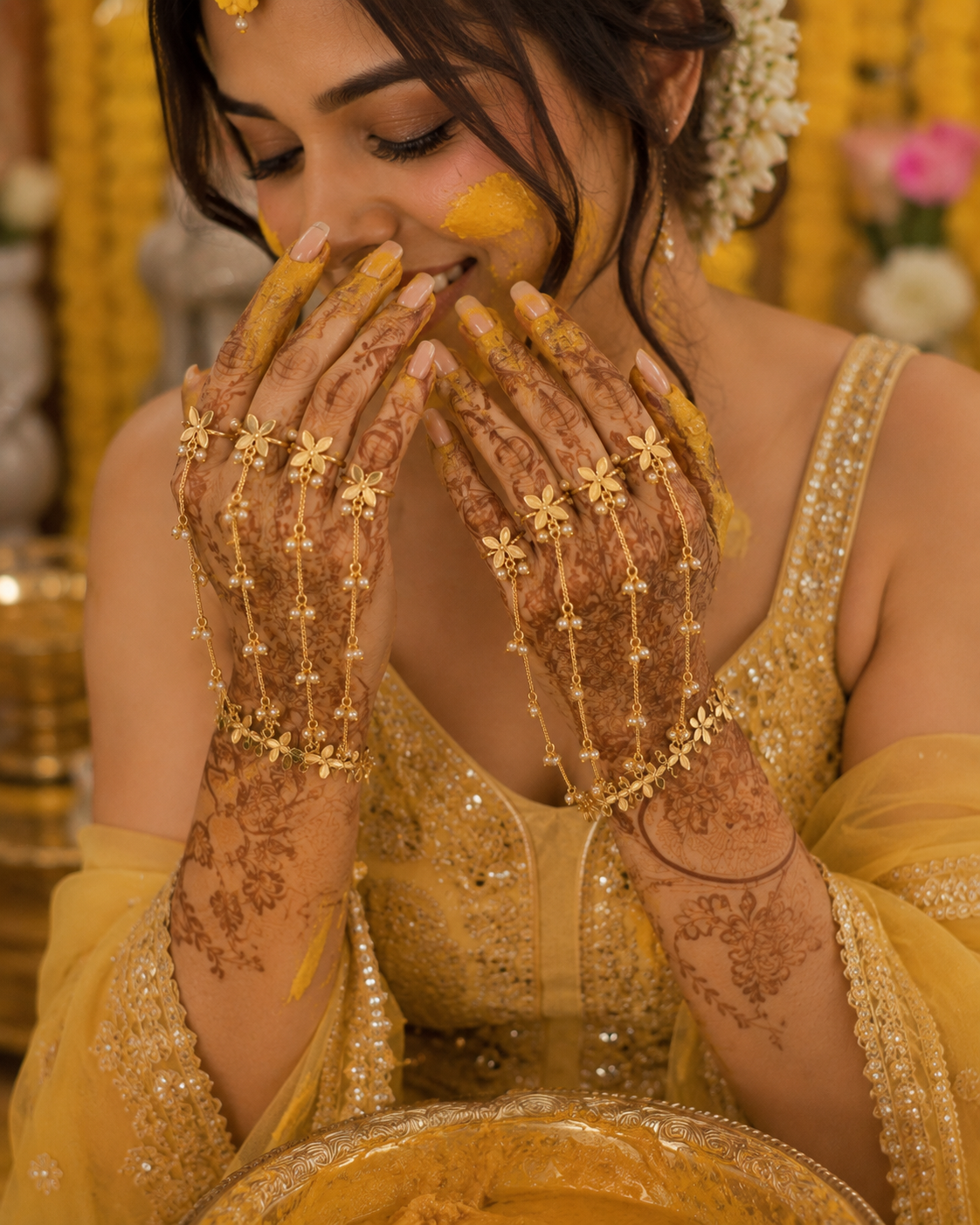 Flower Ghungroo Brass Hathphool | Hand Jewelry | alia bhatt Cannes style Hand jewellery Accessory