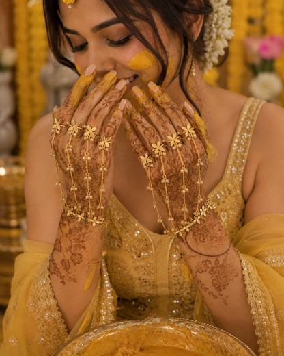 Flower Ghungroo Brass Hathphool | Hand Jewelry | alia bhatt Cannes style Hand jewellery Accessory