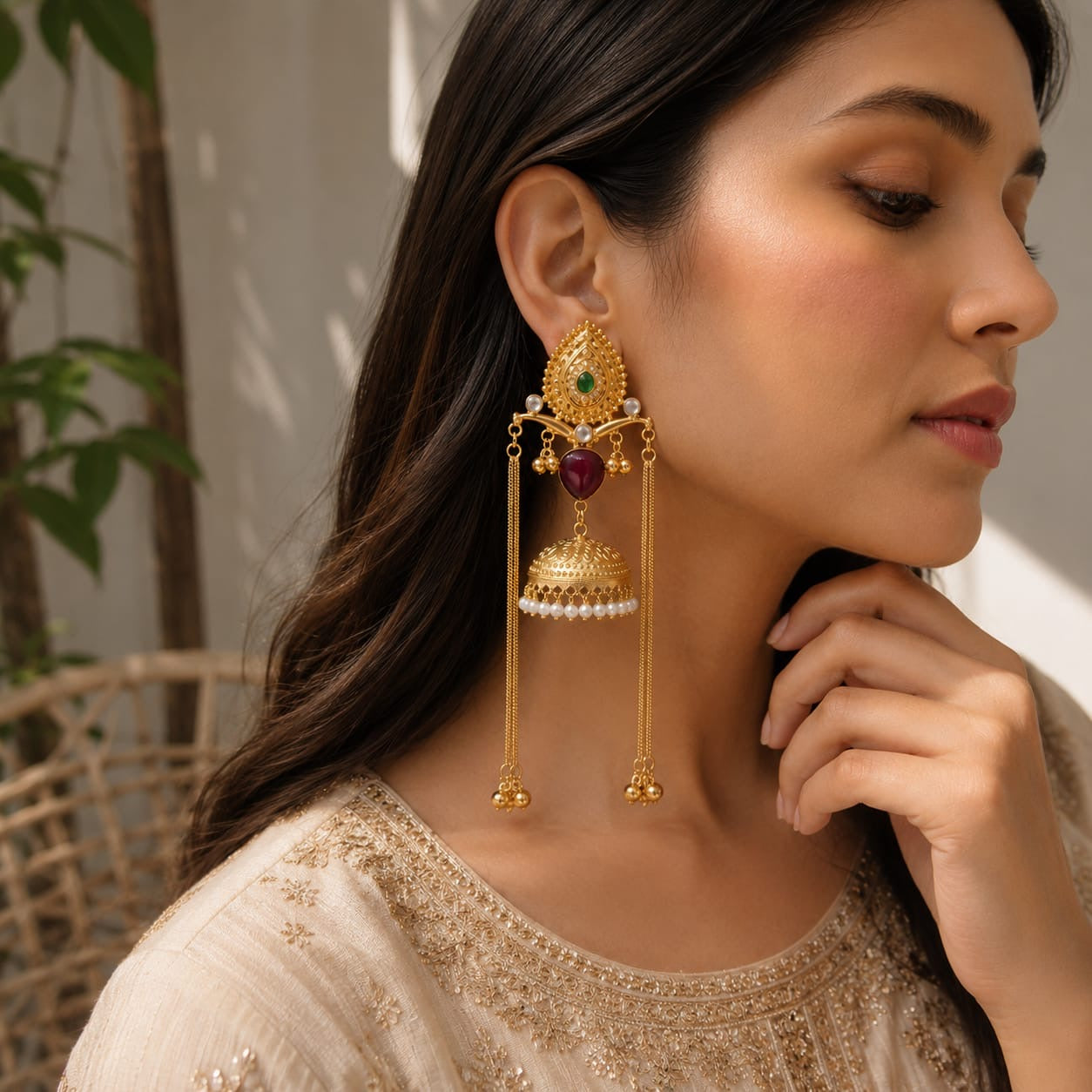 Sanya | gold plated Jhumka Earrings