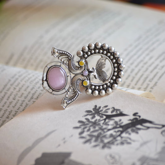 Fusion Ring Default Title oxidised German silver Rings ethnic statement jewellery for saree kurta lehengas outfits by Bloom - By Sushmita India