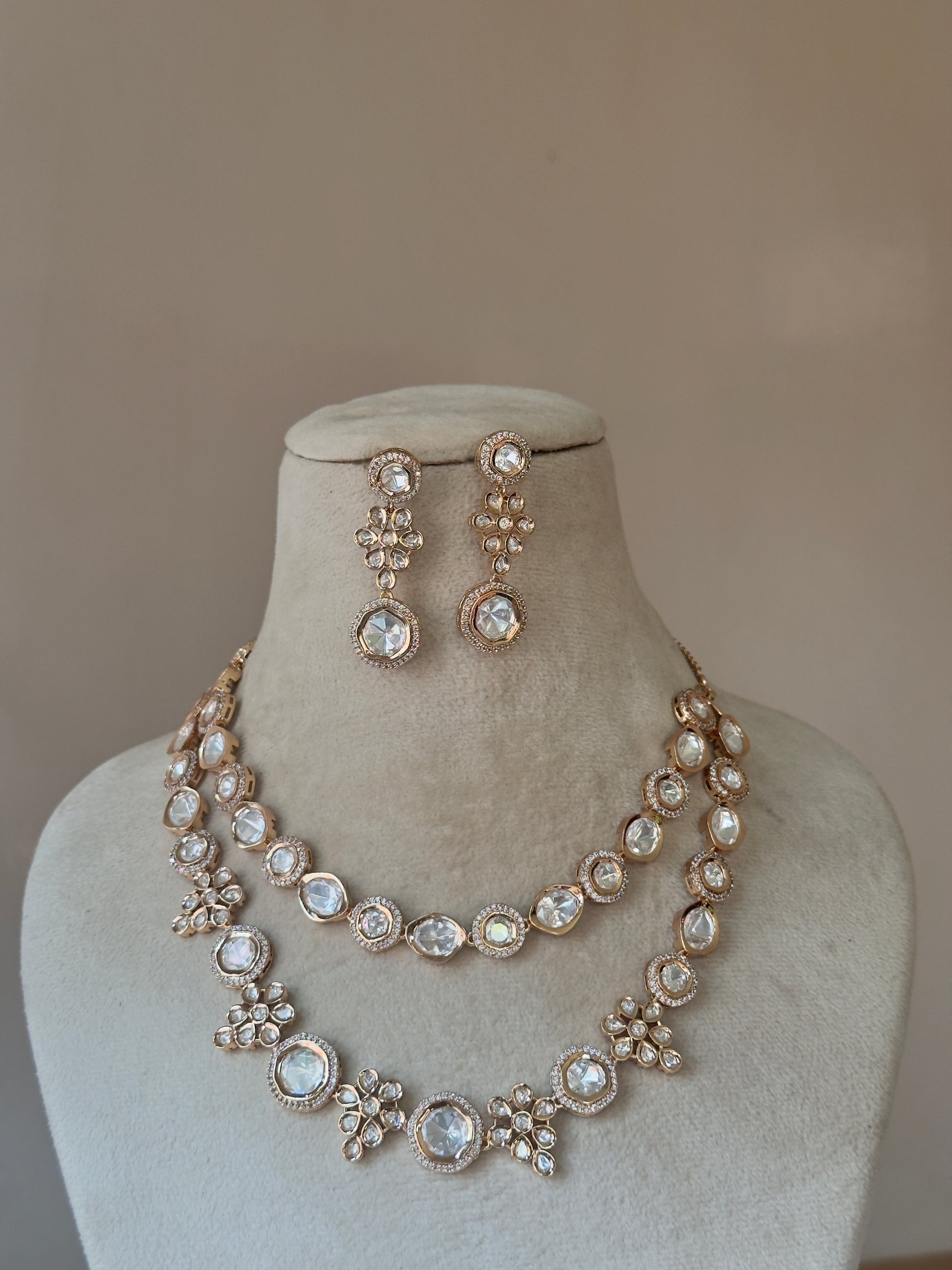 Dhora - heritage 18k gold plated kundan necklace set oxidised German silver Jewelry saree kurta Bloom - By Sushmita India Navratri Diwali Ganpati holi Eid