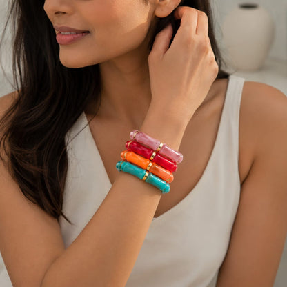 Resin retro style stackable bracelet stretchable