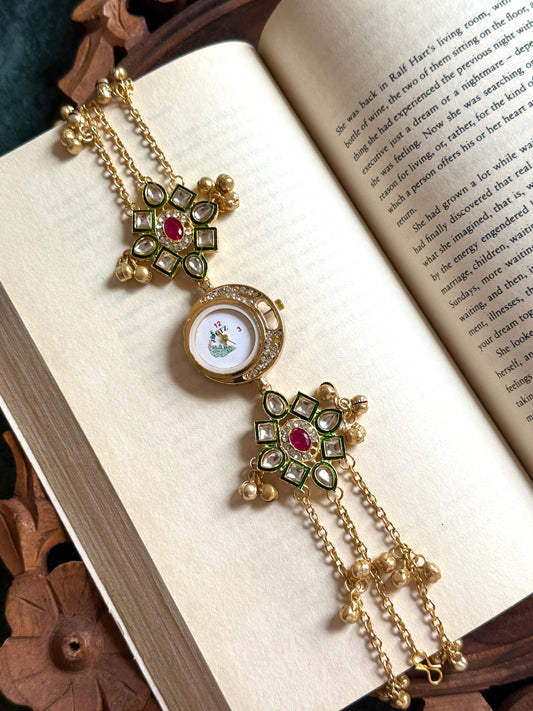 Kundan designed Watch | hand Jewelry