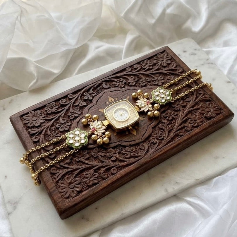 Kundan designed Watch | hand Jewelry
