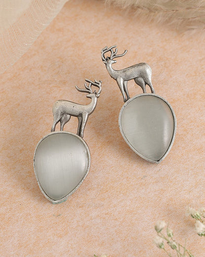 Deer Stud Monalisa Stone Earrings