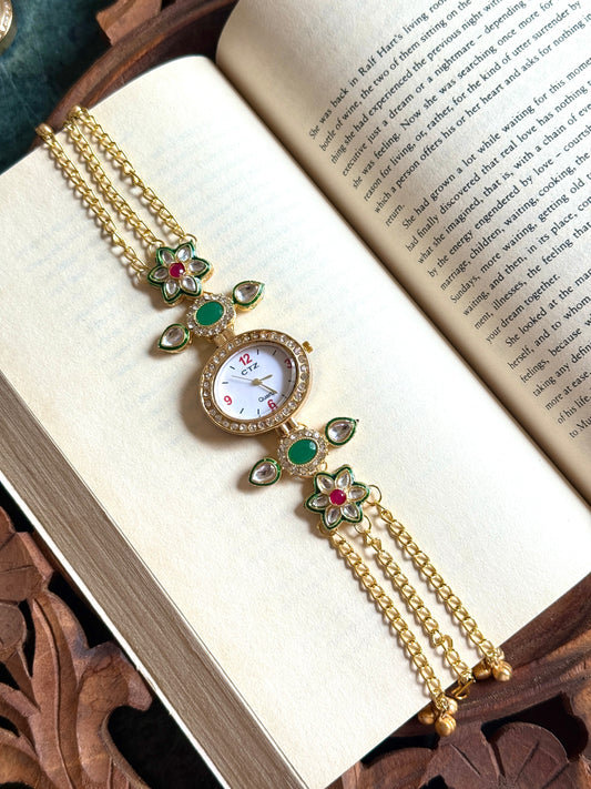 Kundan designed Watch | hand Jewelry