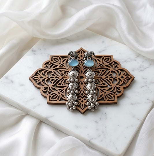 Monalisa stone Statement light-weighted  Silver Earrings