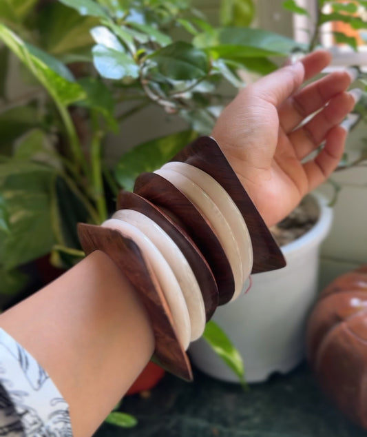 Wooden plus resin Bracelet Stack / kada 8- piece set