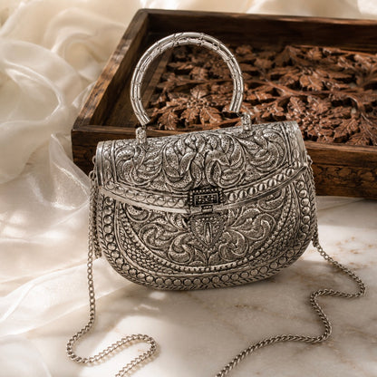 Brass Bag | Handcrafted Brass Metal Ethnic Clutch Bag | Bloom By Sushmita