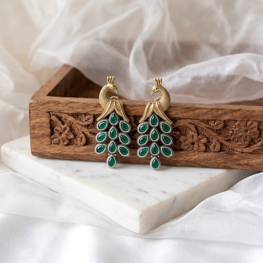 Monalisa stone Statement light-weighted  Silver Earrings