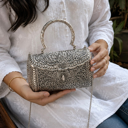 Brass Bag | Handcrafted Brass Metal Ethnic Clutch Bag | Bloom By Sushmita