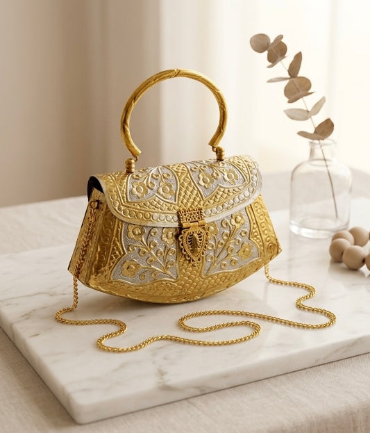 Dual tone Golden bags | Silver purse premium Quality with Sling