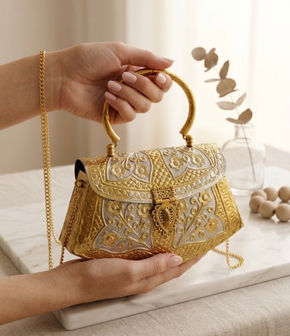 Dual tone Golden bags | Silver purse premium Quality with Sling