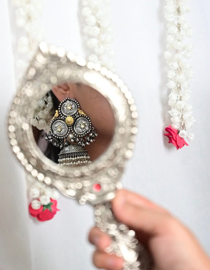 NOOR | silver with white pearl Jhumka