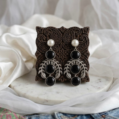 Monalisa stone Statement light-weighted  Silver Earrings