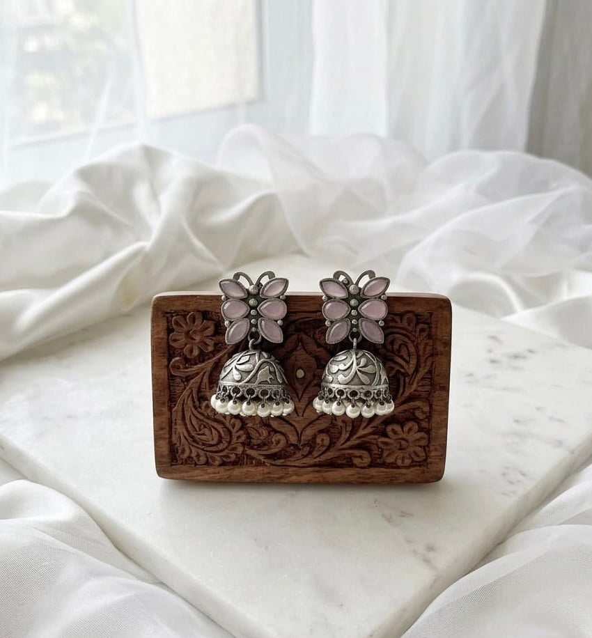 Monalisa stone Statement light-weighted  Silver Earrings