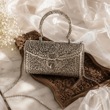 Brass Bag | Handcrafted Brass Metal Ethnic Clutch Bag | Bloom By Sushmita