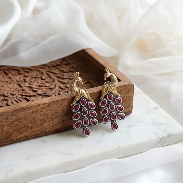 Monalisa stone Statement light-weighted  Silver Earrings