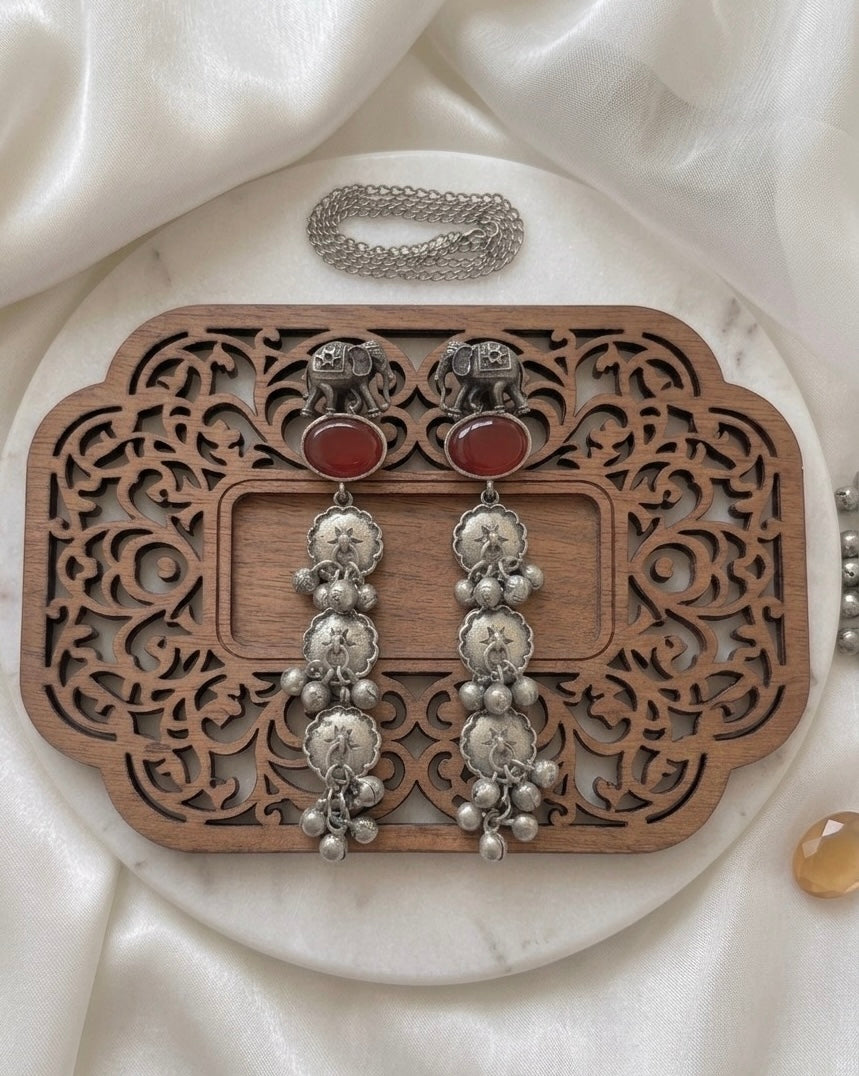 Monalisa stone Statement light-weighted  Silver Earrings