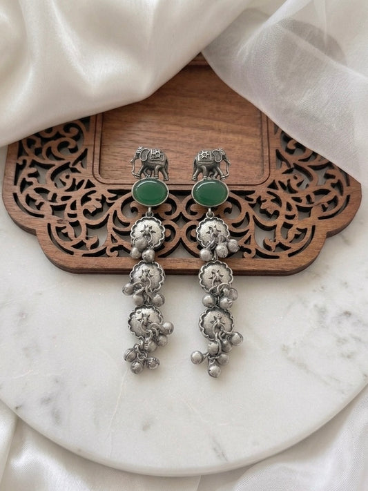 Monalisa stone Statement light-weighted  Silver Earrings