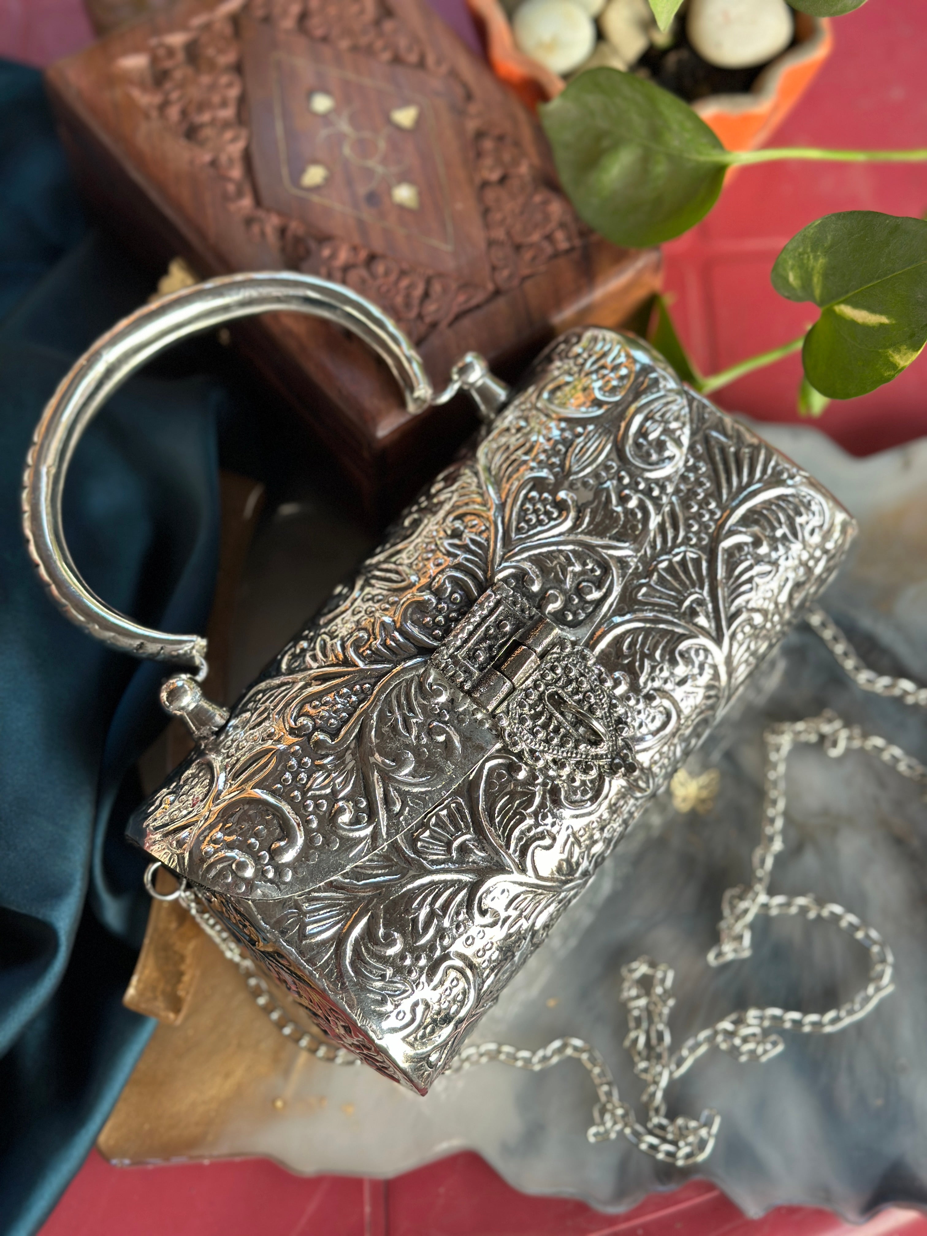 Buy Beautiful Antique 925 Sterling Silver Hand Craved Purse. Online in  India - Etsy