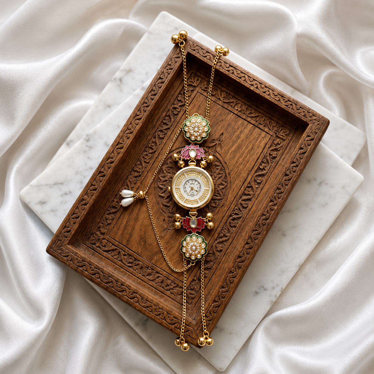 Kundan designed Watch | hand Jewelry