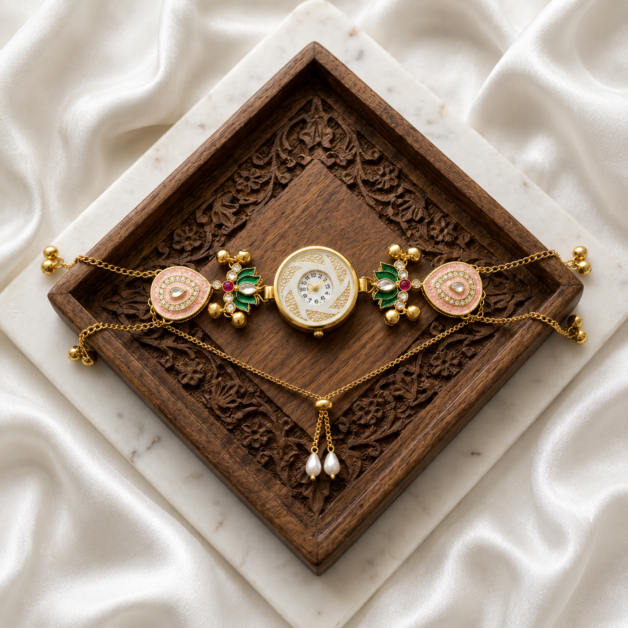 Kundan designed Watch | hand Jewelry