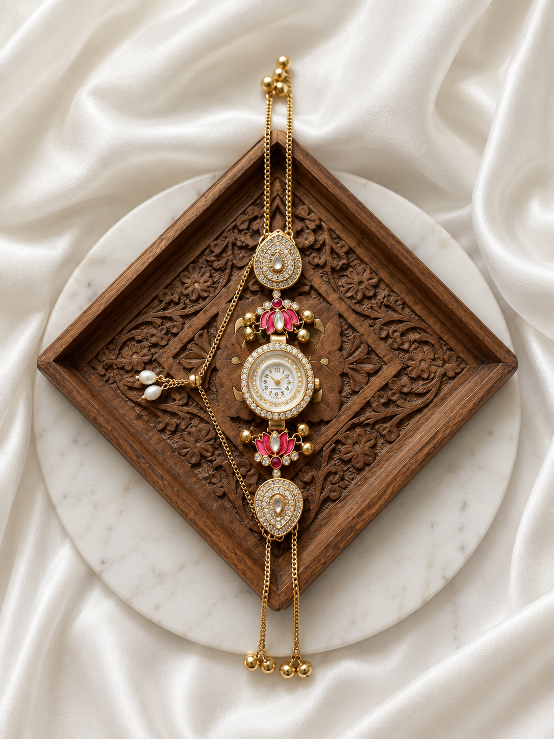 Kundan designed Watch | hand Jewelry