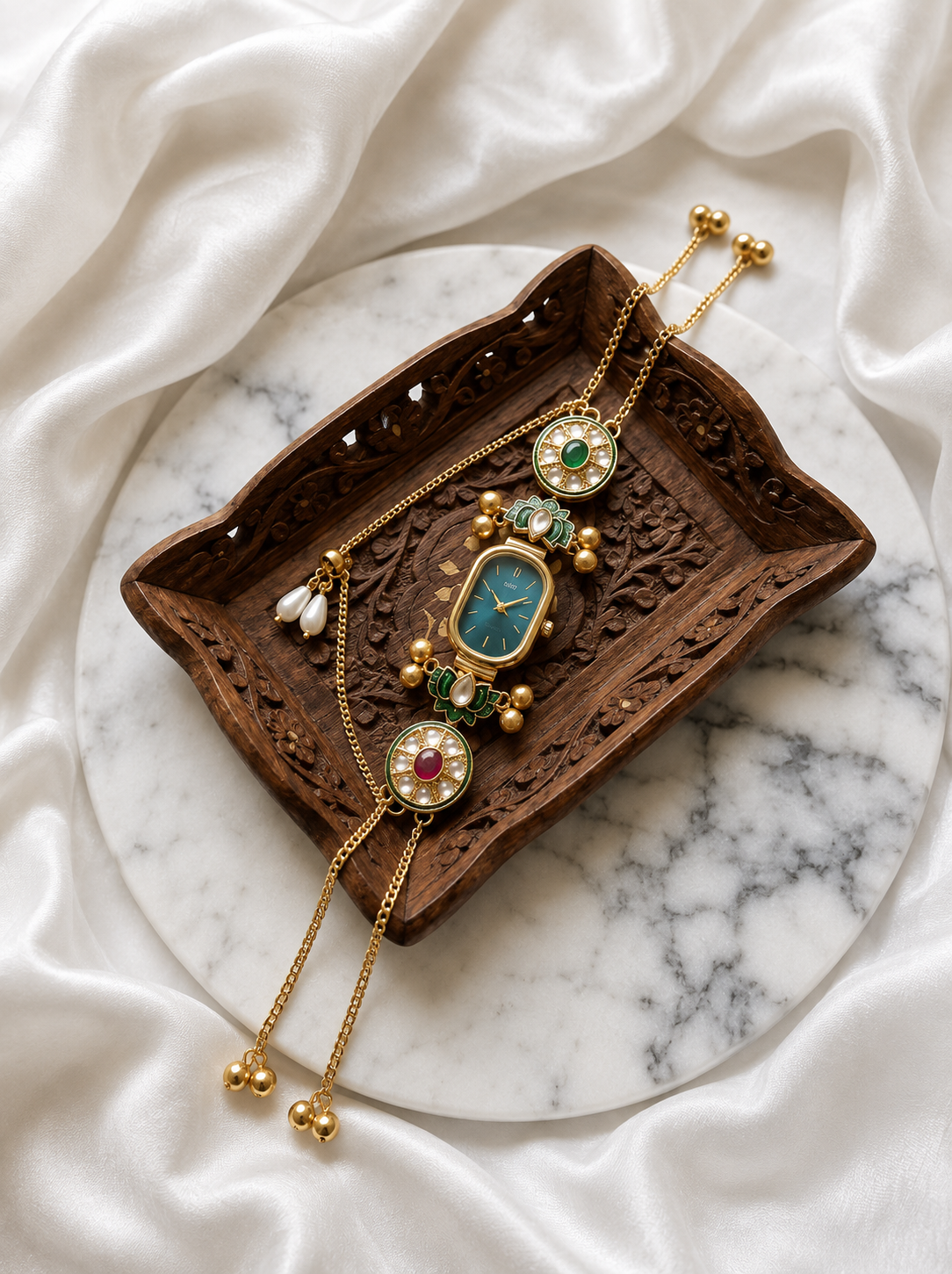 Kundan designed Watch | hand Jewelry